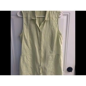 J Jill Love Linen Top Womens Size M Tunic Tank Light Green Button Up Collared